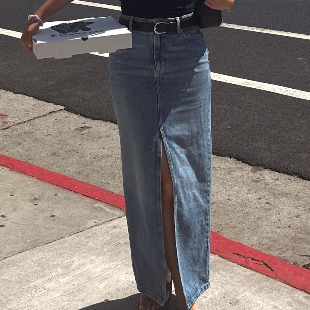 Dynamite Mid-Blue Straight-Leg Denim Skirt-Jeans